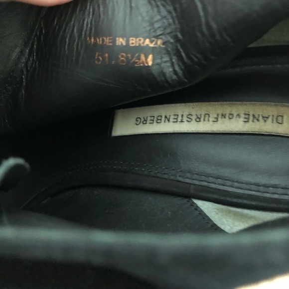 Diane Von Furstenberg Payton Black Wedge Boots Peep Toe Lace Up Black Su… - Picture 9 of 10